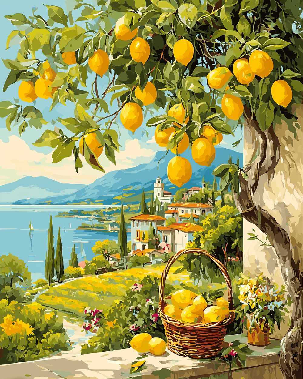 Yellow Lemons Fill Wicker Basket Cross Stitch Kits