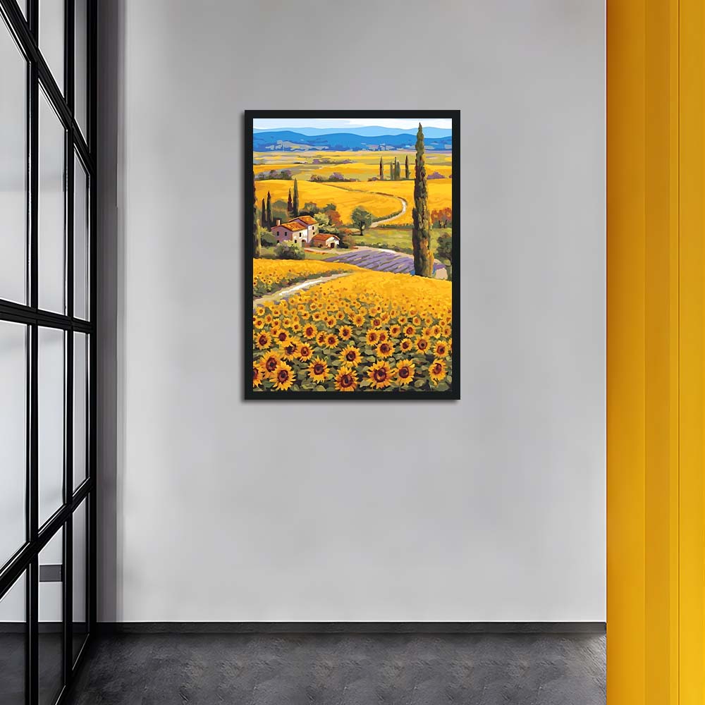 Sunflower Fields Surround Country House Cross Stitch Kits