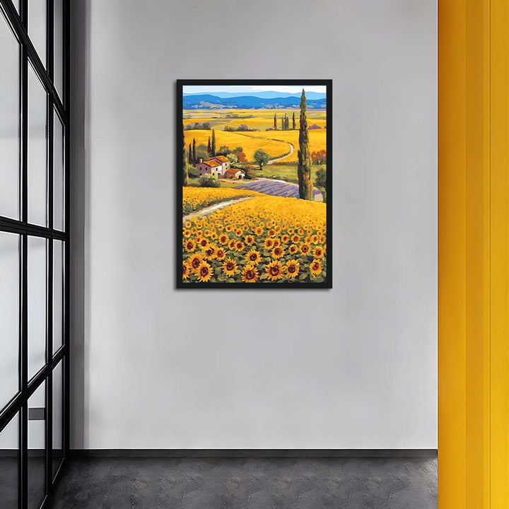 Sunflower Fields Surround Country House Cross Stitch Kits