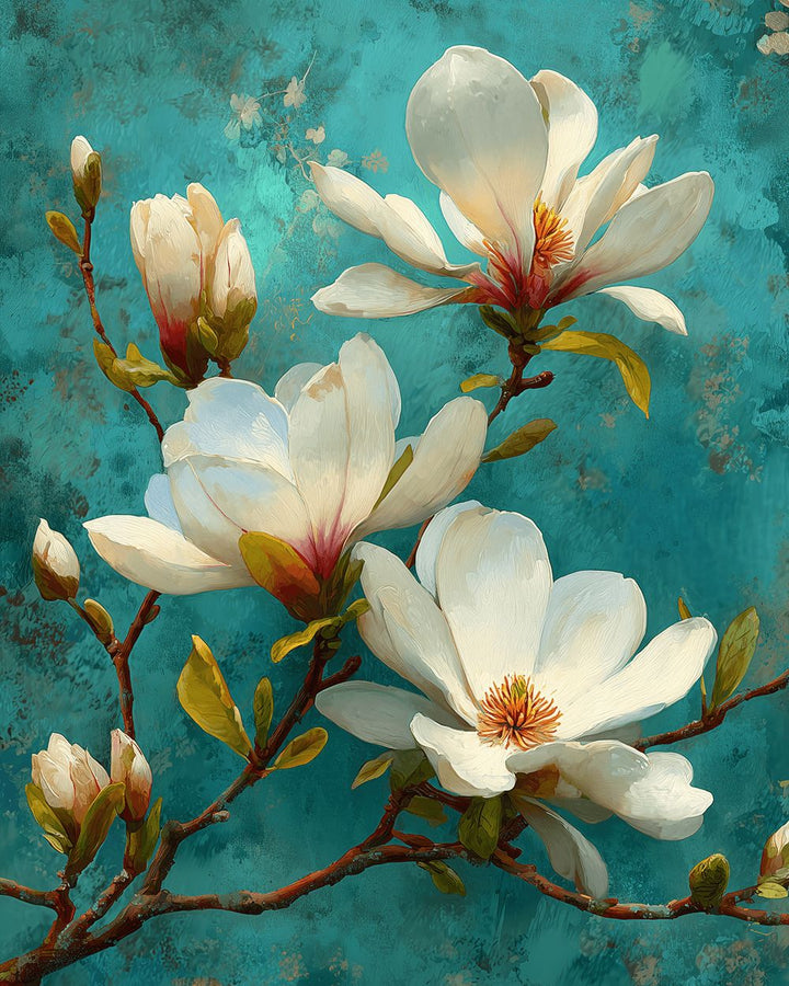 White Magnolia Flowers Bloom Softly Cross Stitch Kits