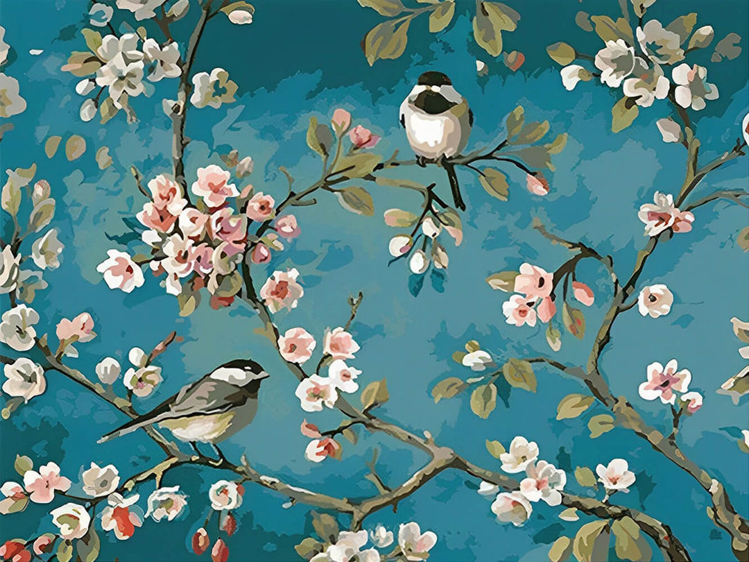 Small Birds Perch among Blossoms Cross Stitch Kits