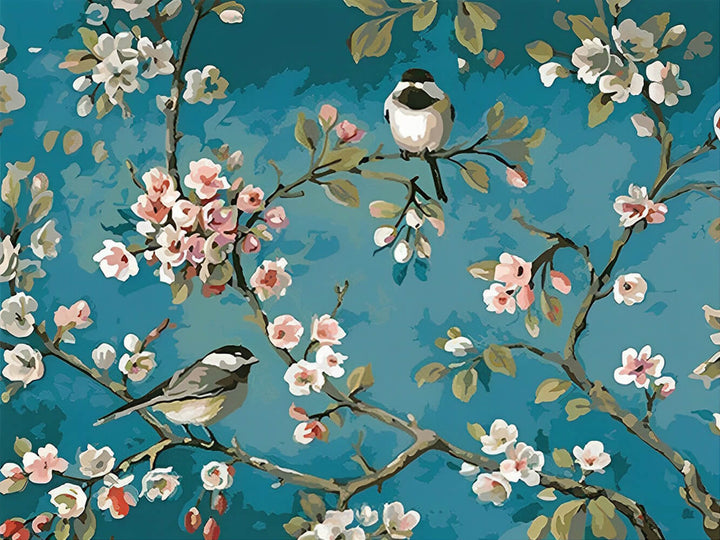 Small Birds Perch among Blossoms Cross Stitch Kits