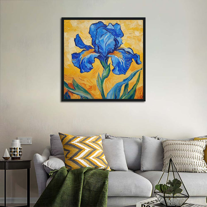 Painted Blue Iris Opens Wide Petals Cross Stitch Kits