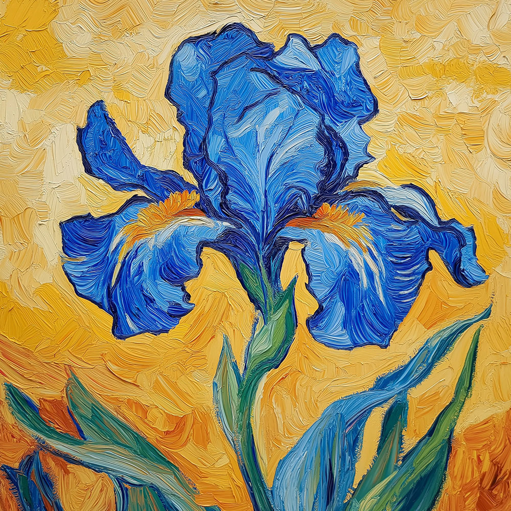 Painted Blue Iris Opens Wide Petals Cross Stitch Kits