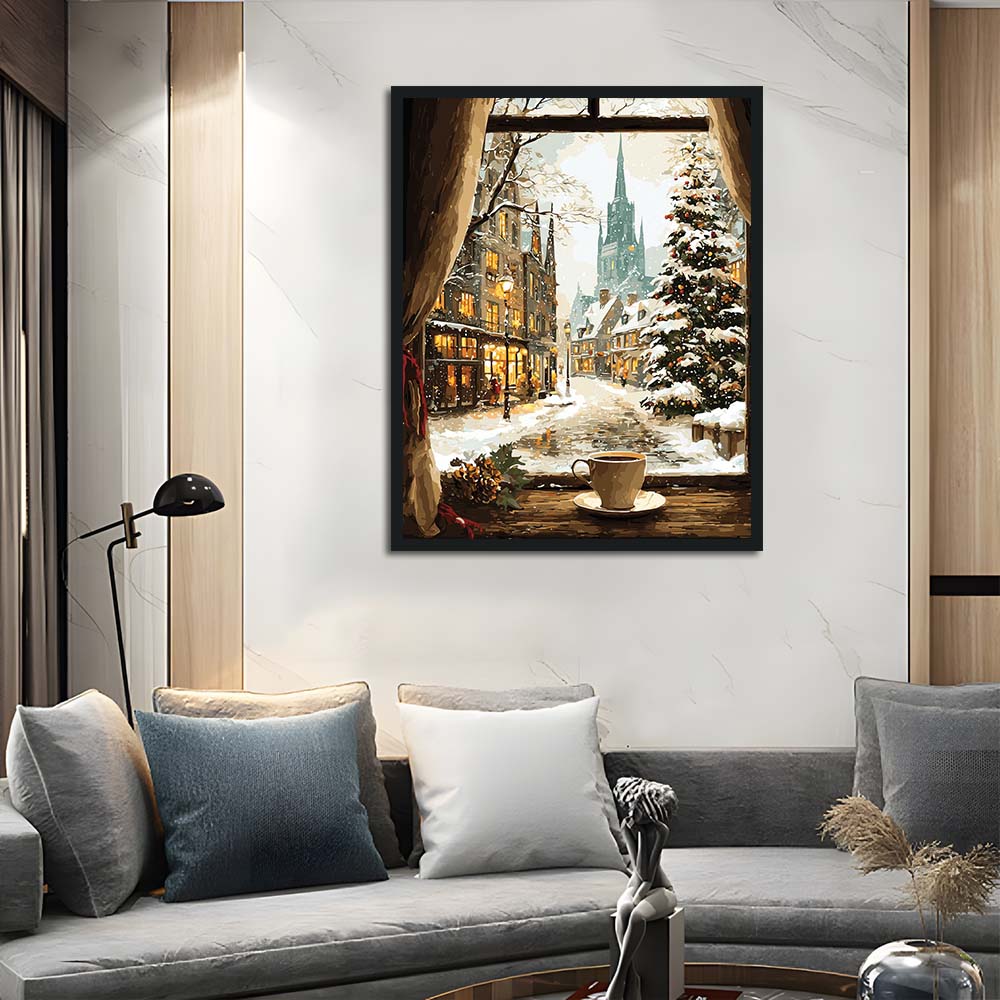 Christmas Tree Shines beside Snowy Street Cross Stitch Kits