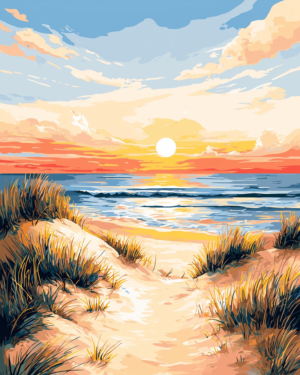 Blue Ocean Reflects Warm Sunset Cross Stitch Kits