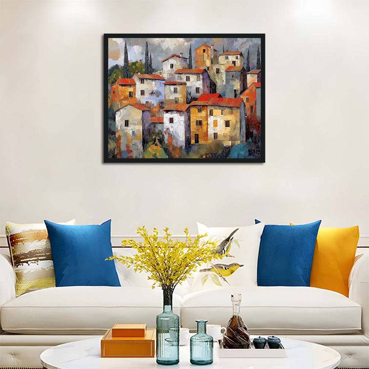 Warm Houses Cluster Beneath Sky Cross Stitch Kits