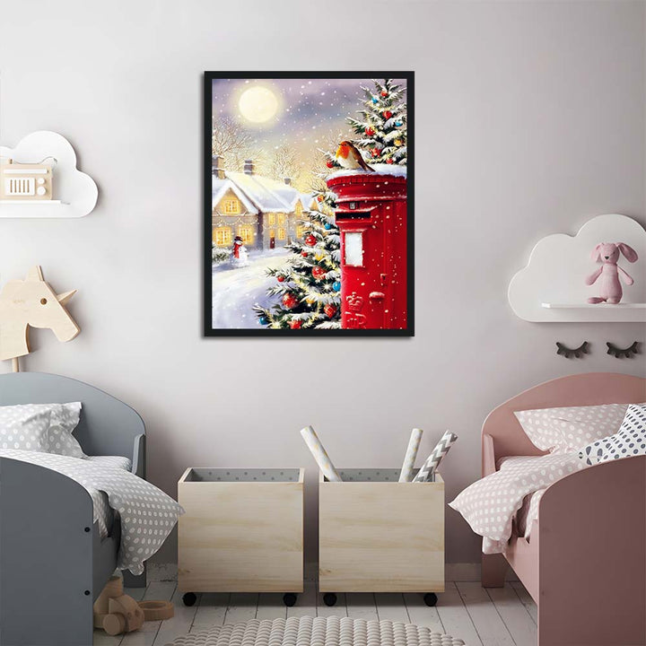 Christmas Tree Glows beside Red Postbox Cross Stitch Kits