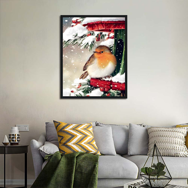 Christmas Robin Rests among Pine Branches Cross Stitch Kits