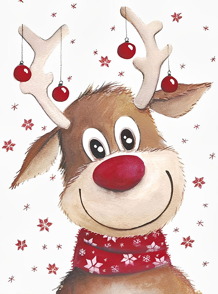 Christmas Reindeer Wears Red Scarf Cross Stitch Kits