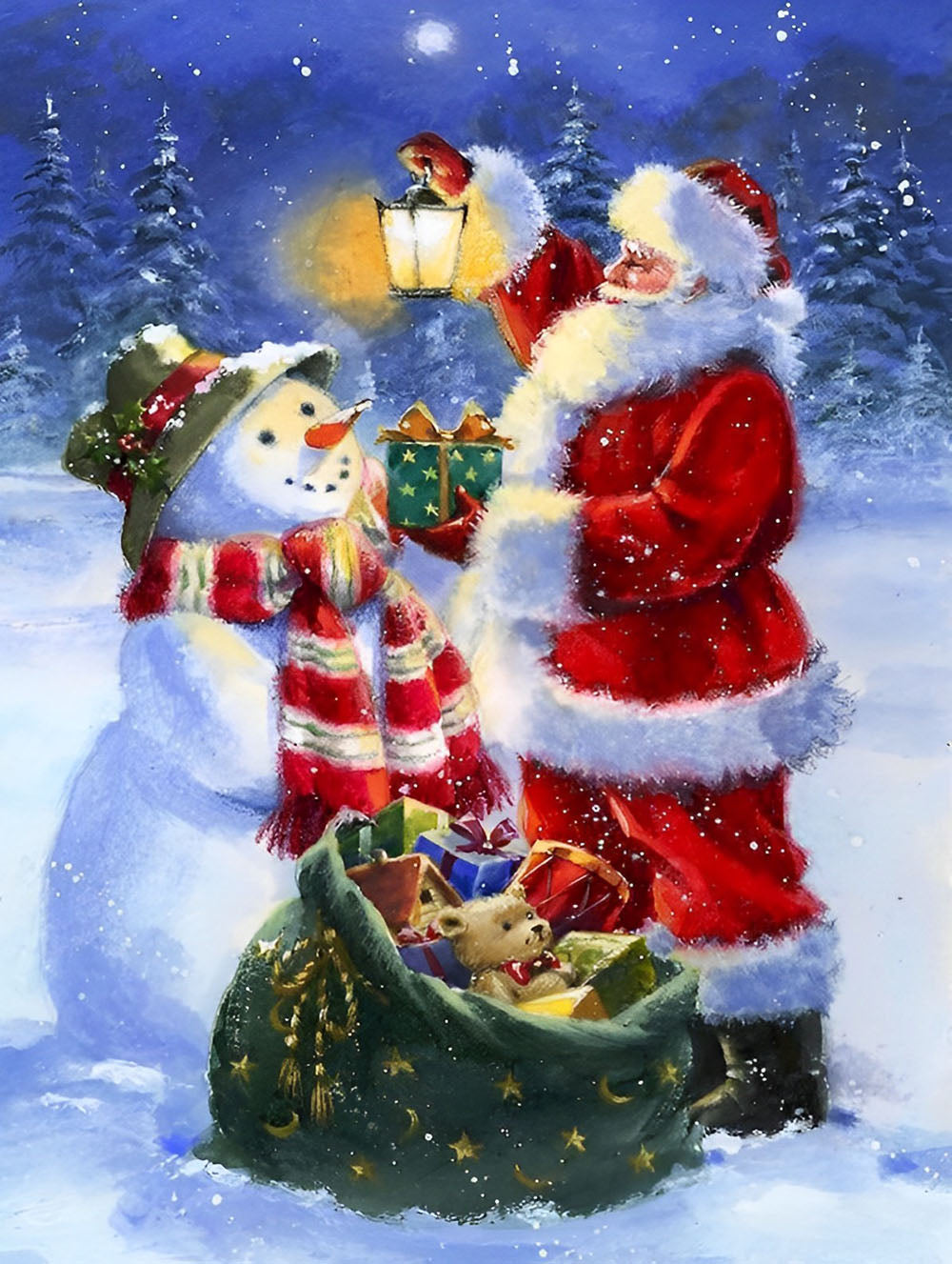 Santa Gives Snowman Gift Cross Stitch Kits