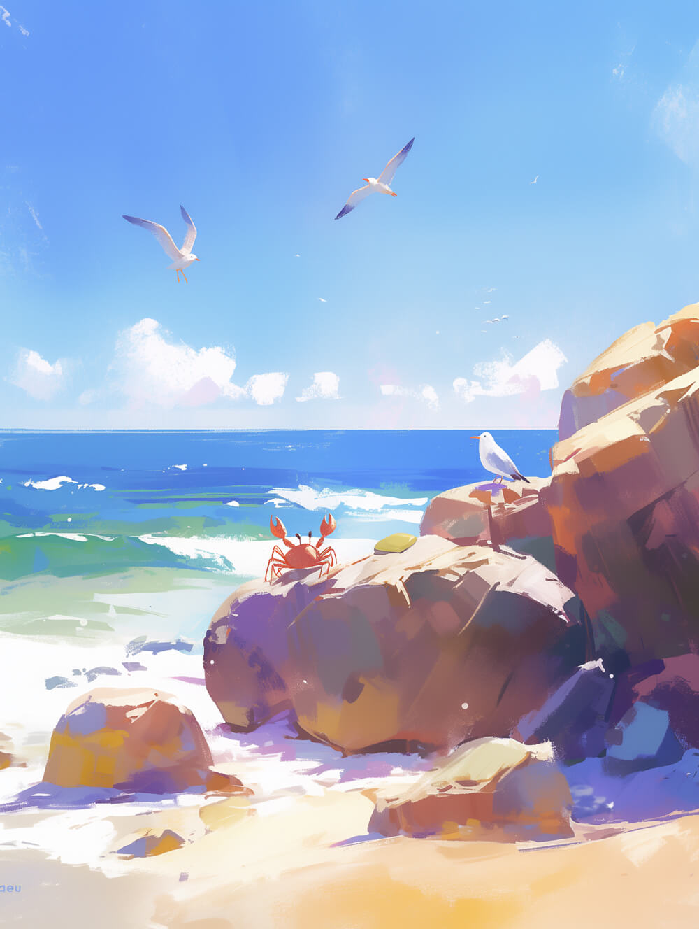 Seagulls Glide Above Blue Sea Cross Stitch Kits