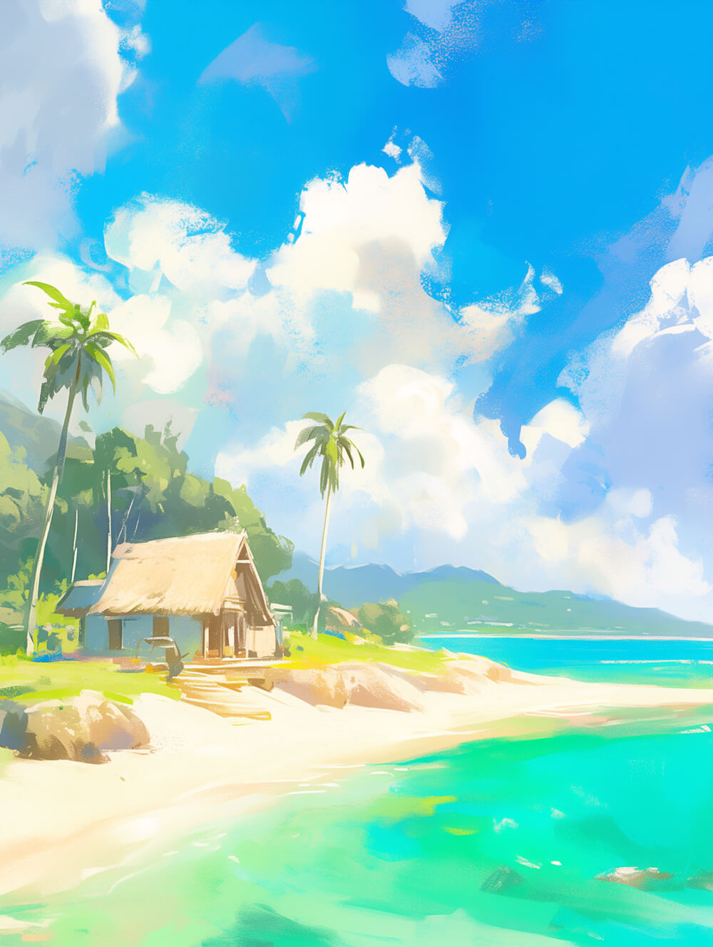 Beach Hut Sits Near Palms Cross Stitch Kits