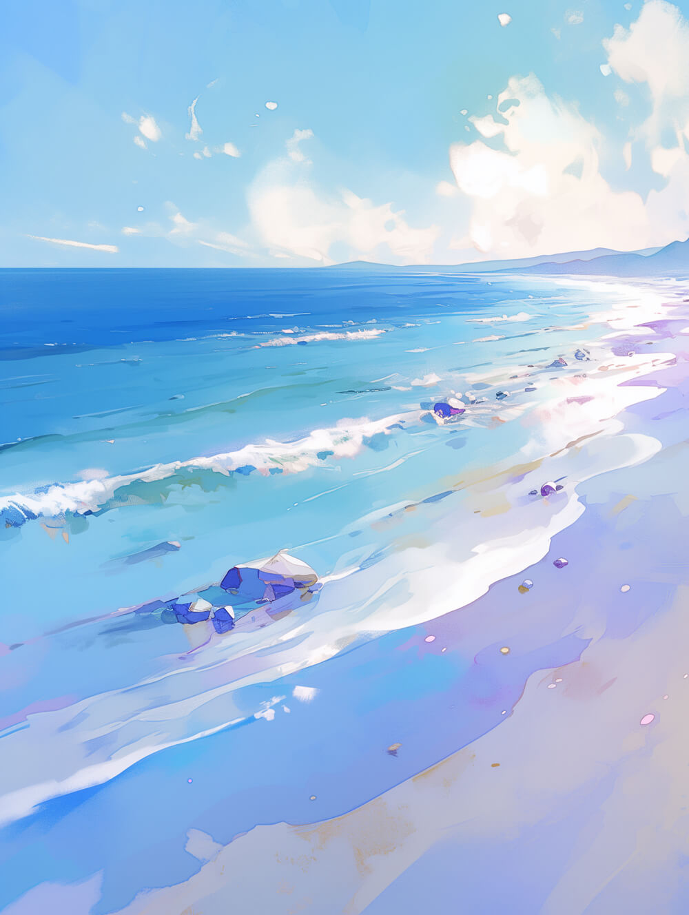 Light Blue Water Touches Sand Cross Stitch Kits