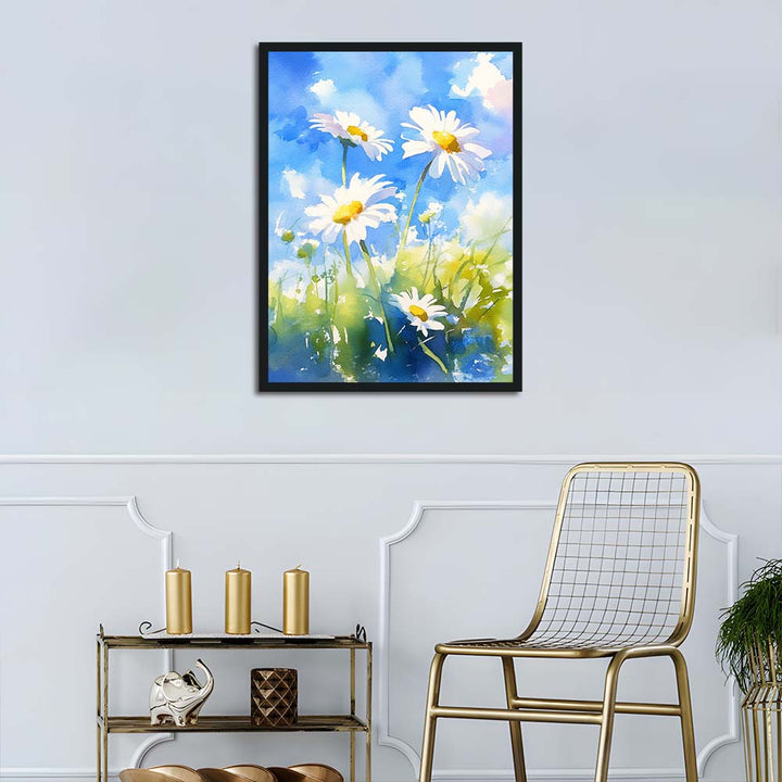 Daisies Stand Amid Soft Blue Sky Cross Stitch Kits