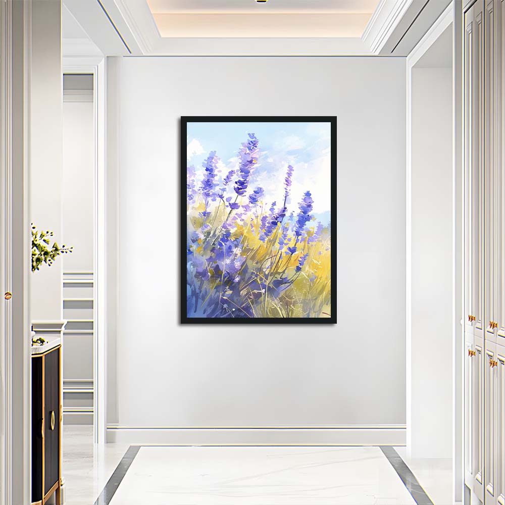 Lavender Stems Rise above Yellow Field Cross Stitch Kits