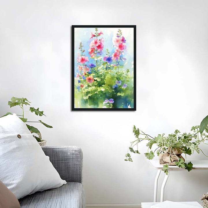 Pink Flowers Stand with Green Foliage Cross Stitch Kits