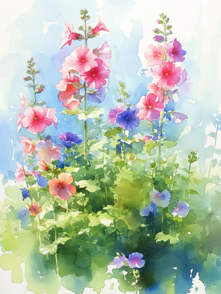 Pink Flowers Stand with Green Foliage Cross Stitch Kits