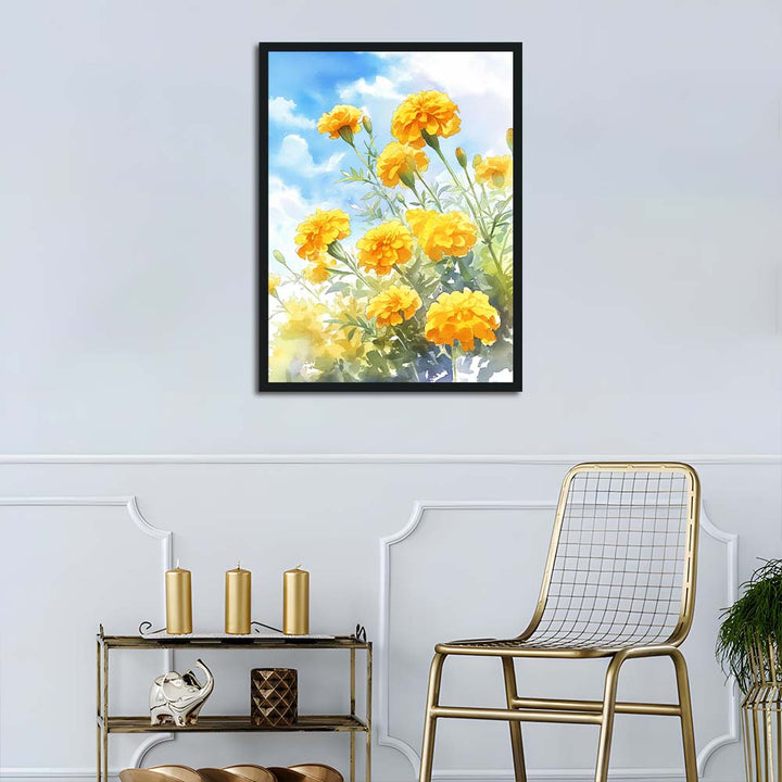 Bright Marigolds Sway above Foliage Cross Stitch Kits