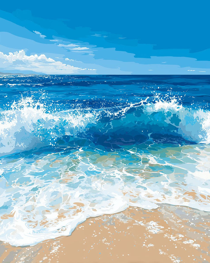 Blue Sea Pushes Toward Shore Cross Stitch Kits