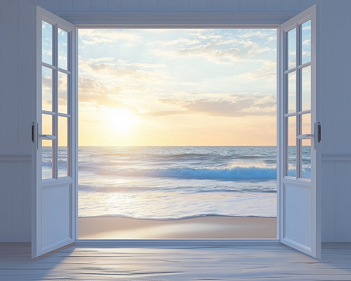 White Doors Open to Ocean Cross Stitch Kits