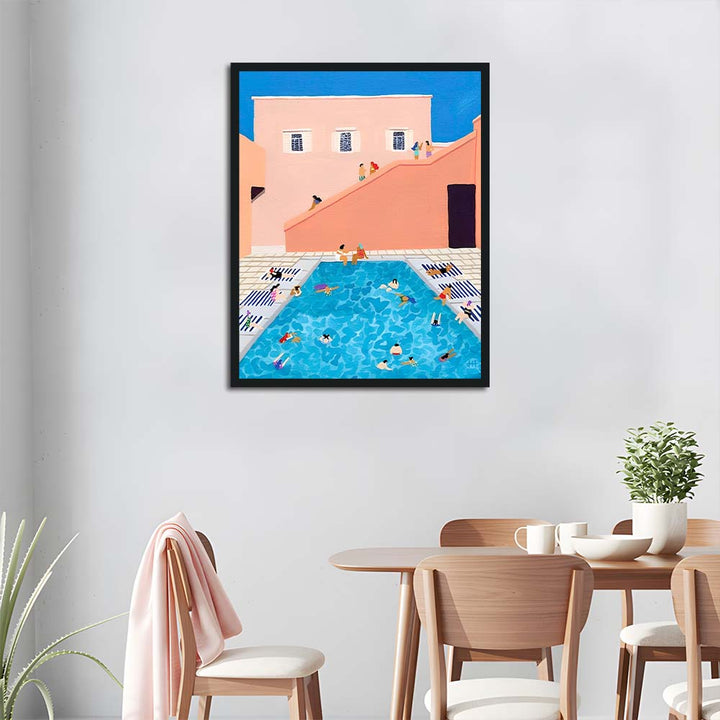 People Swim in Blue Pool Cross Stitch Kits