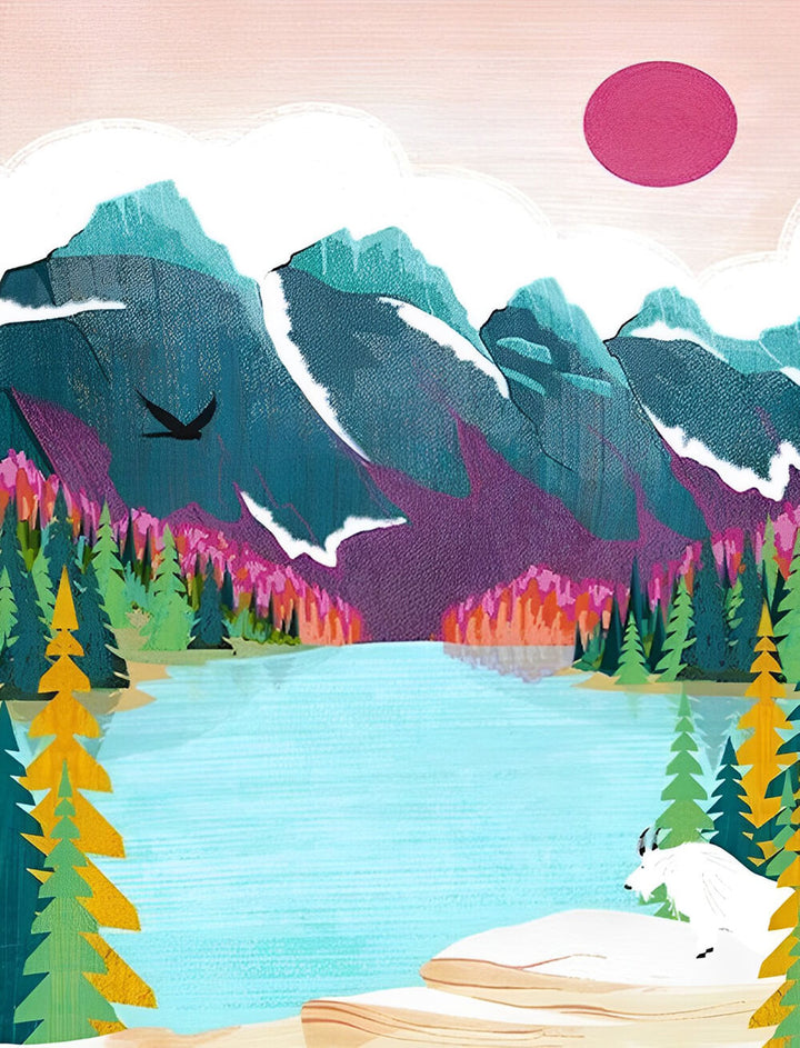 Blue Lake Reflects Tall Mountains Cross Stitch Kits