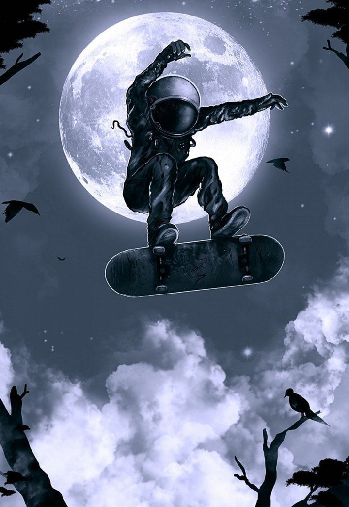 Astronaut Flips Snowboard before Moon Cross Stitch Kits