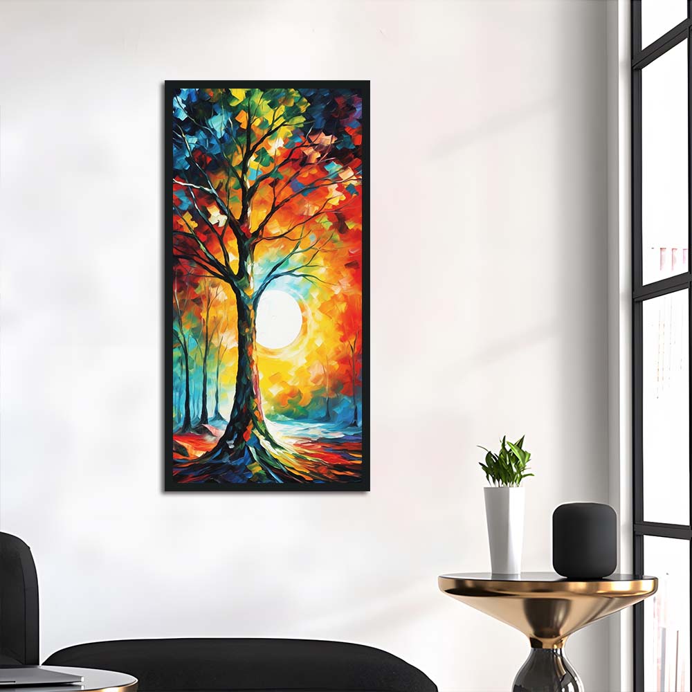 Painted Tree Surrounds White Sun Cross Stitch Kits