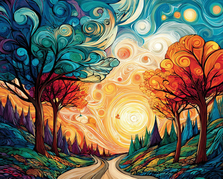 Twisting Trees Embrace Radiant Light Cross Stitch Kits