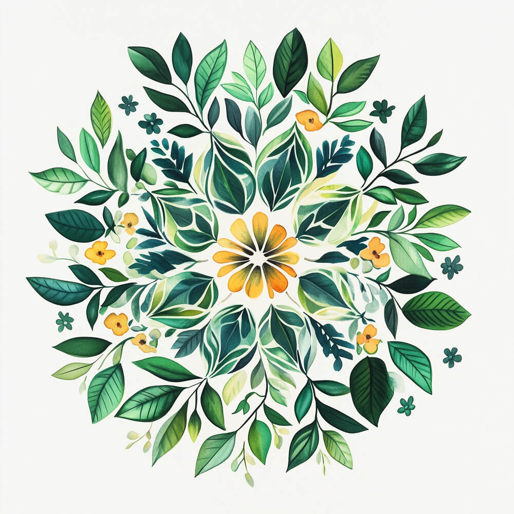 Layered Green Leaves Frame Flower Cross Stitch Kits