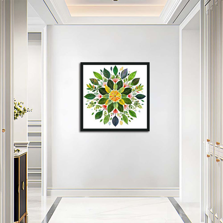 Colorful Leaves Encircle Central Flower Cross Stitch Kits