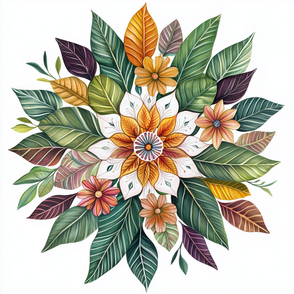 Orange Petals Bloom among Leaves Cross Stitch Kits