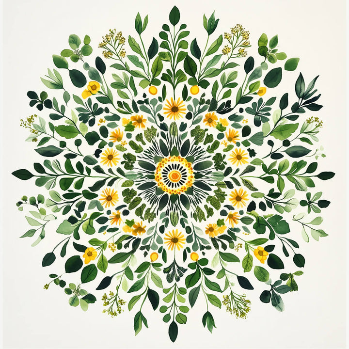 Yellow Blooms Accent Green Leaves Cross Stitch Kits
