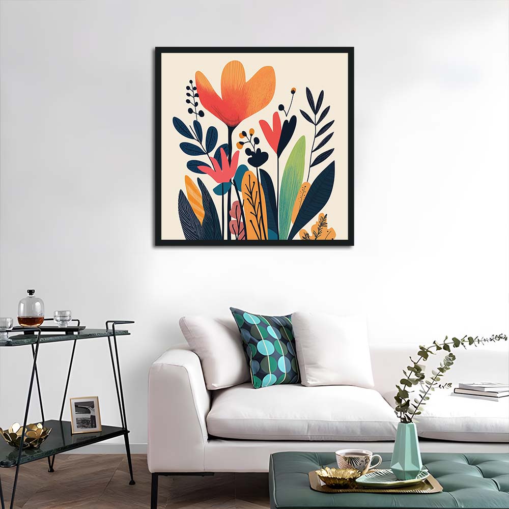 Colorful Flowers Rise with Leaves Cross Stitch Kits