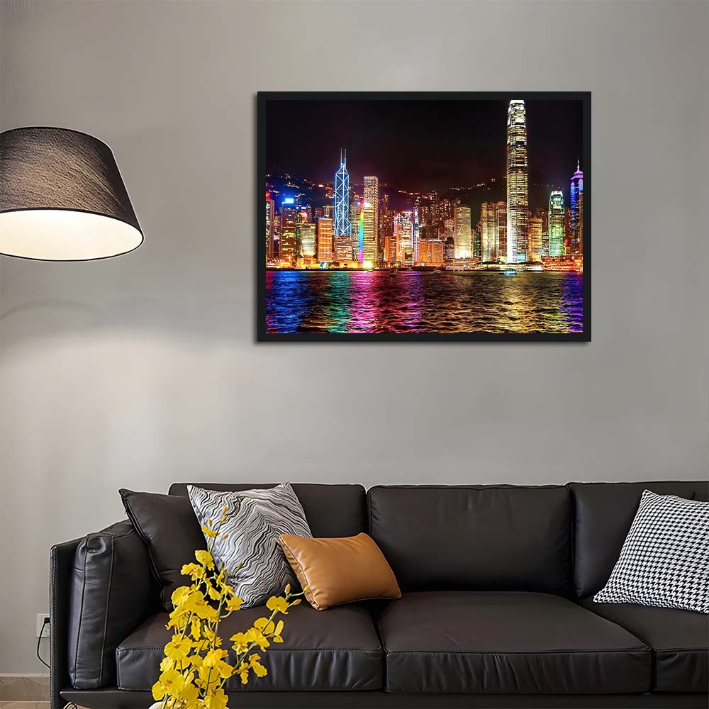 Neon Skyline Reflects Colorful Harbor Cross Stitch Kits