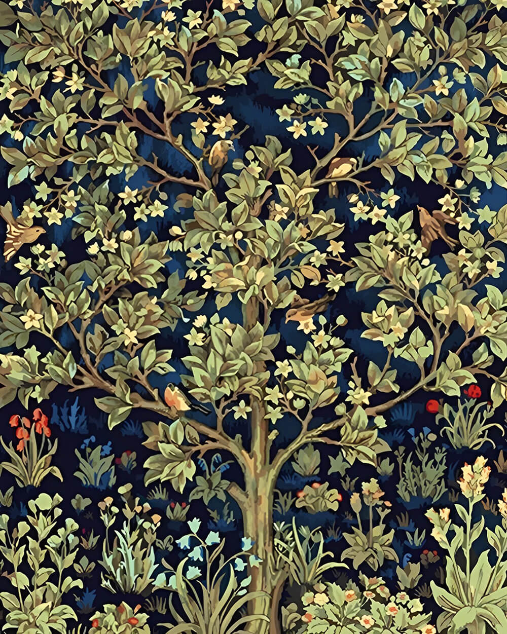 Leafy Tree Shelters Small Birds Cross Stitch Kits