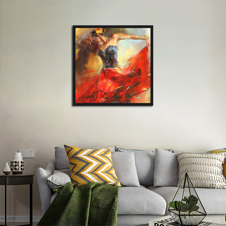 Dancing Woman Lifts Red Skirt Cross Stitch Kits