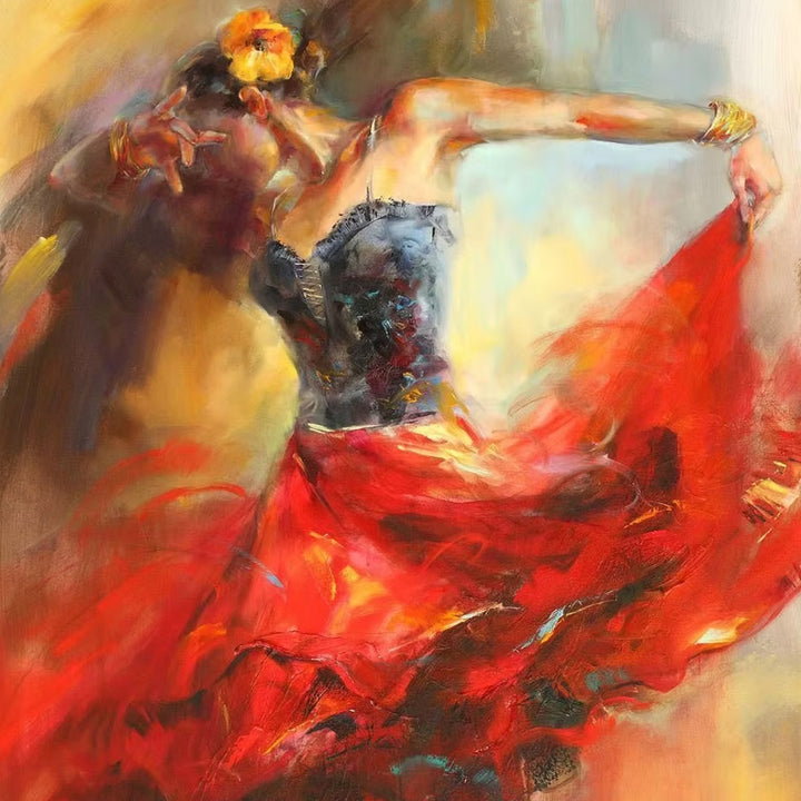 Dancing Woman Lifts Red Skirt Cross Stitch Kits