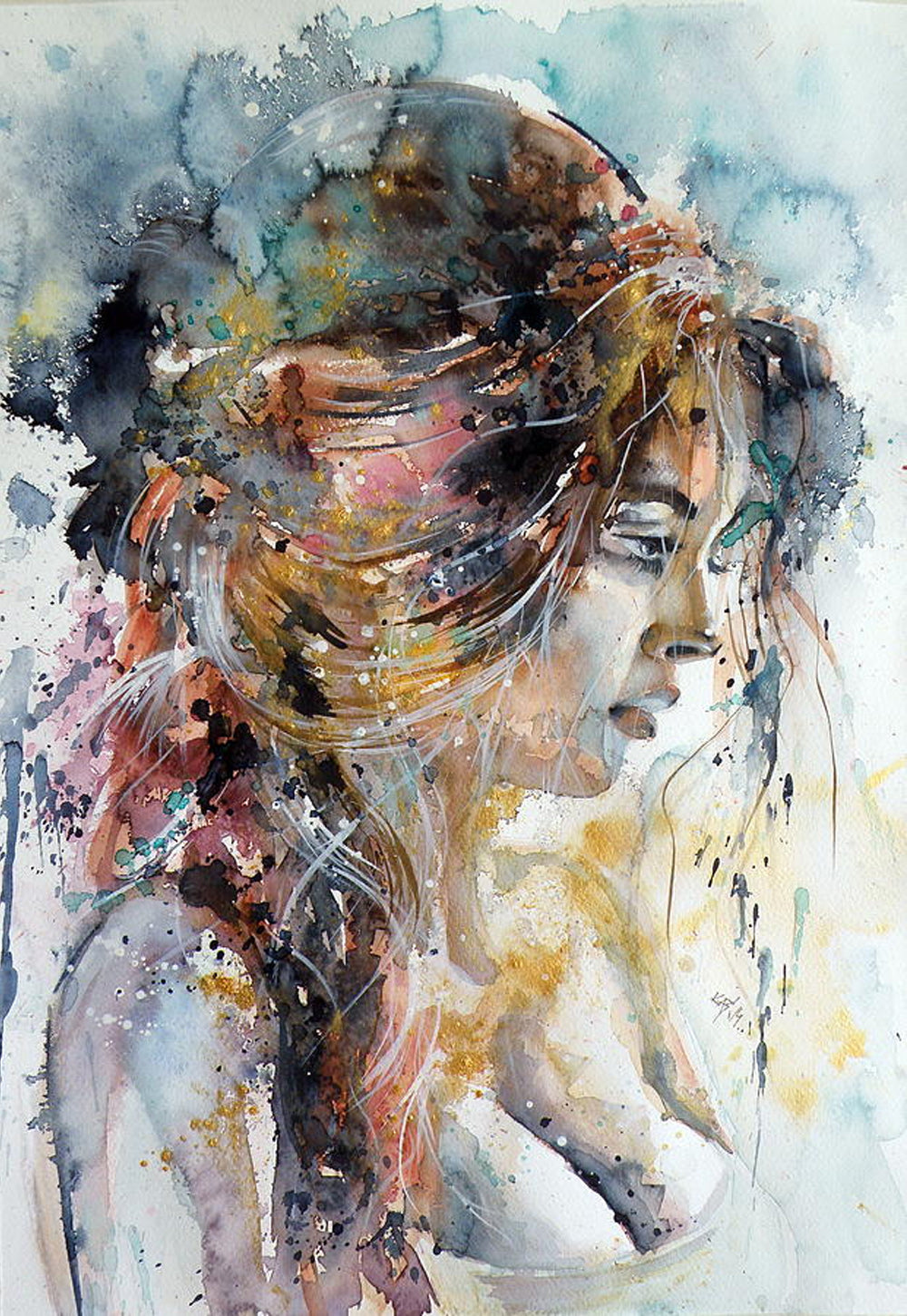Paint Drips over Woman Cross Stitch Kits