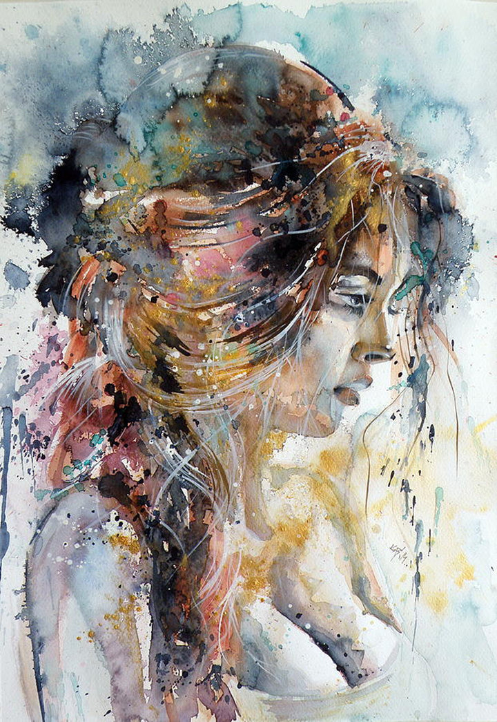 Paint Drips over Woman Cross Stitch Kits