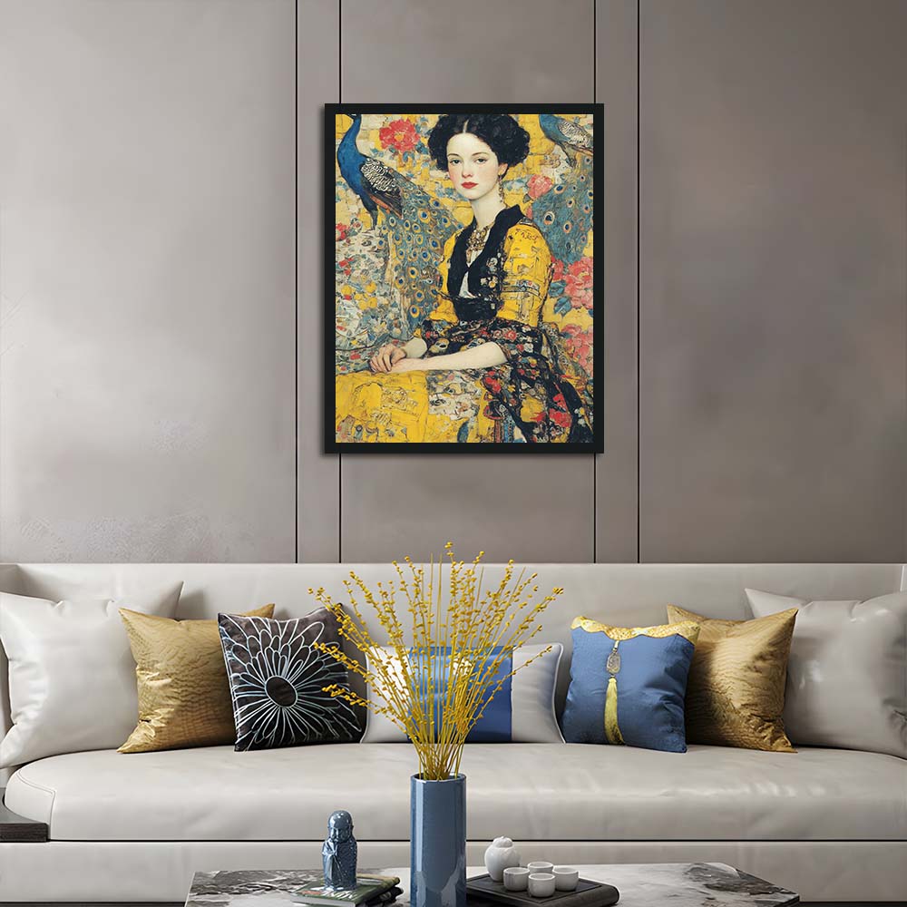 Yellow Dress Woman Sits calmly Cross Stitch Kits