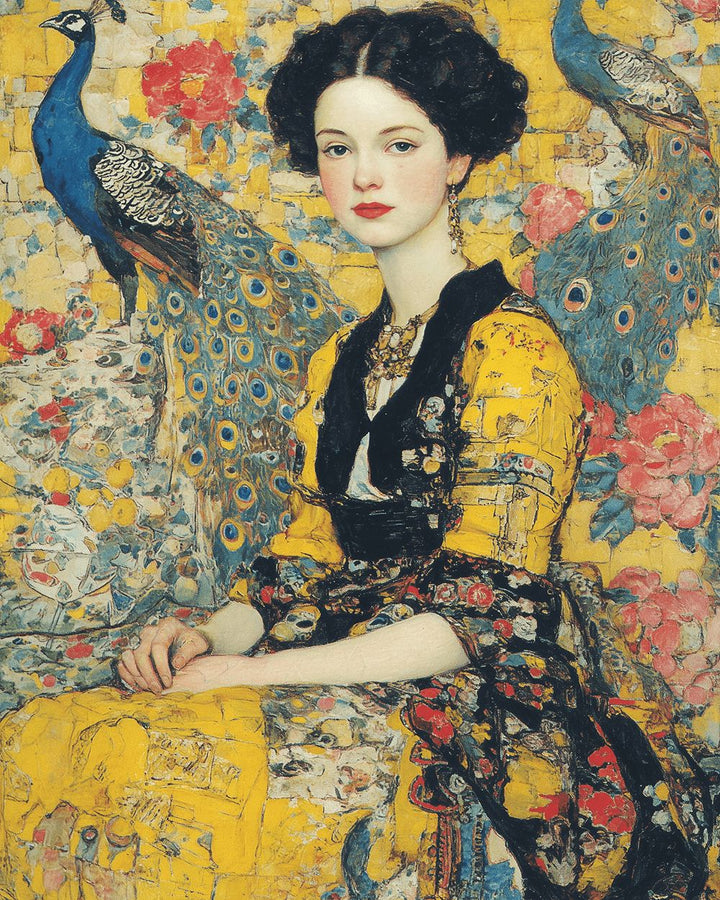 Yellow Dress Woman Sits calmly Cross Stitch Kits