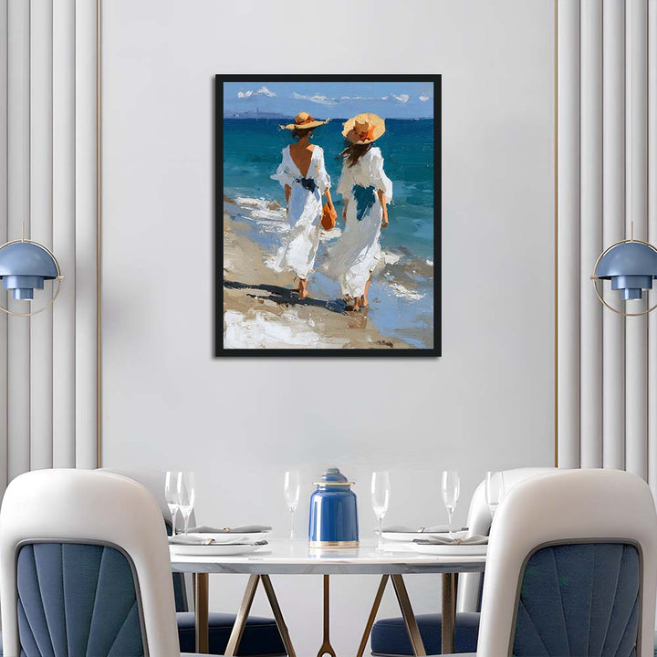 Two Women Walk on Beach Cross Stitch Kits