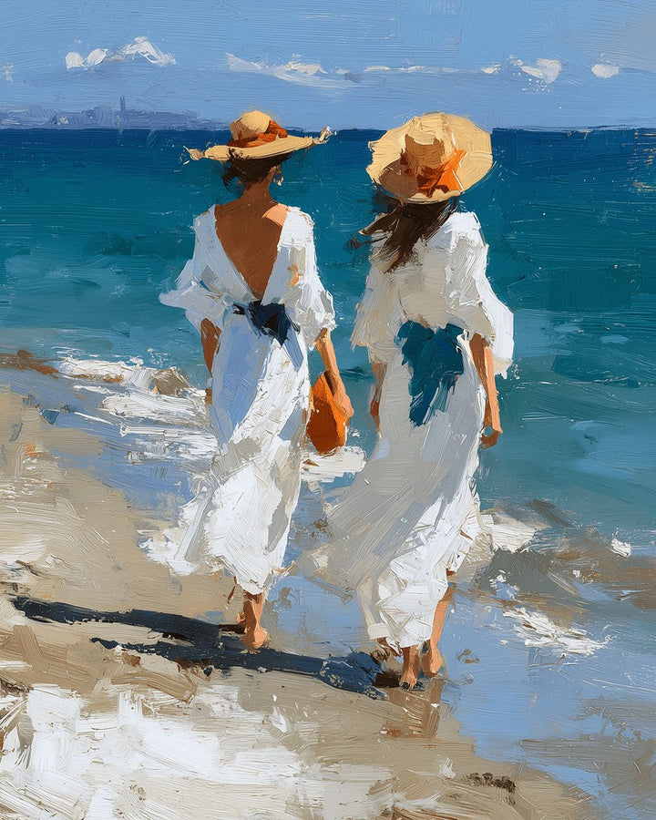 Two Women Walk on Beach Cross Stitch Kits