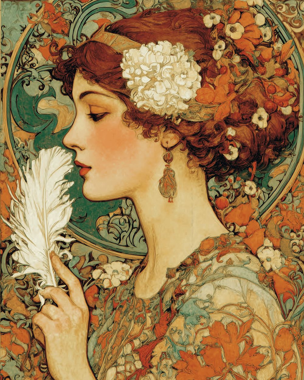 Floral Hair Frames Woman Profile Cross Stitch Kits