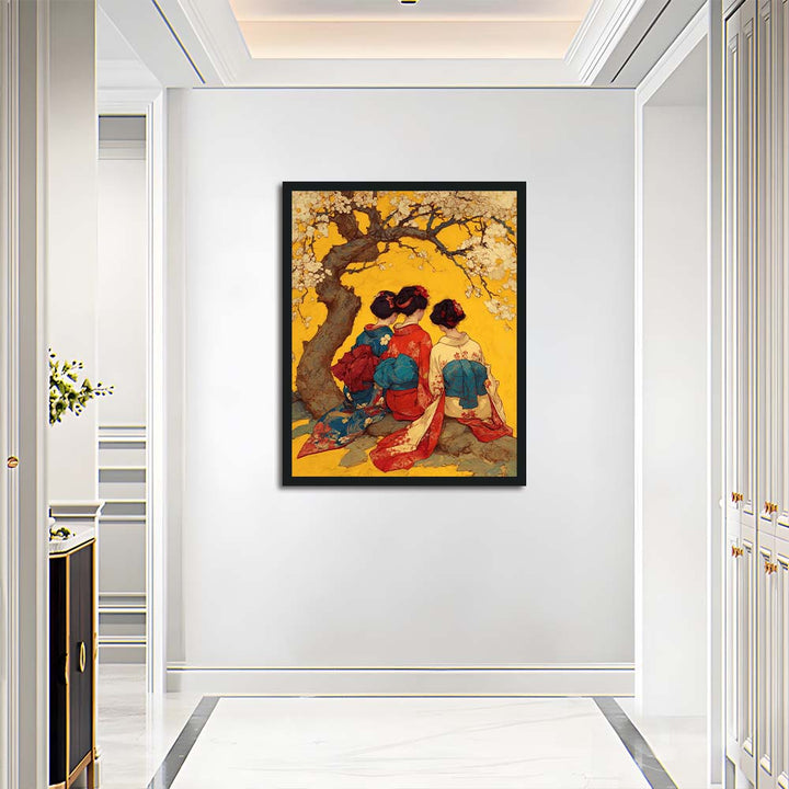 Blossom Tree Shades Seated Women Cross Stitch Kits