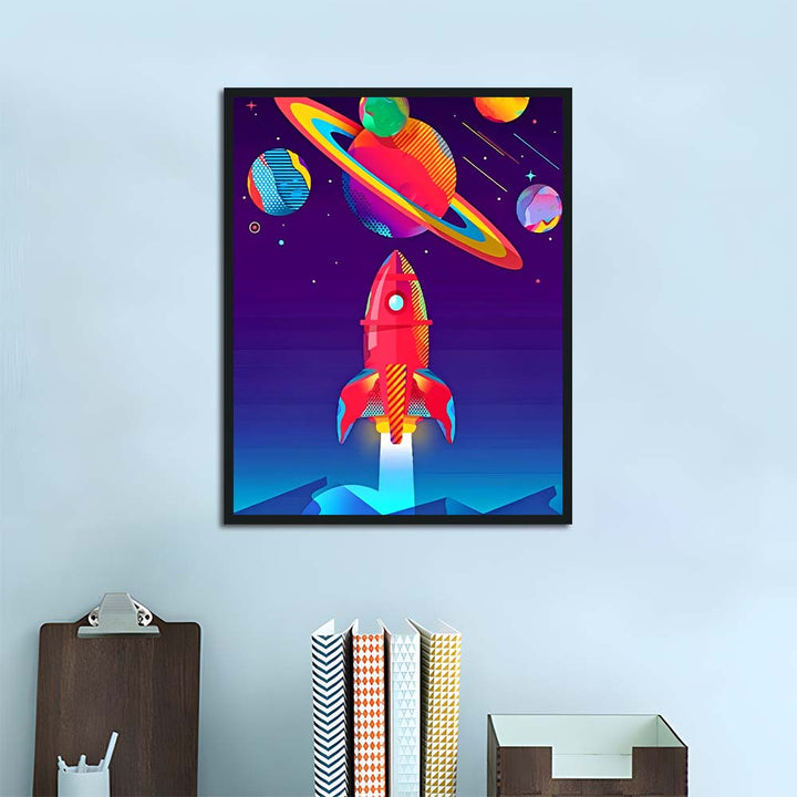 Red Rocket Launches toward Planets Cross Stitch Kits