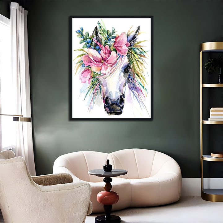 White Unicorn Wears Pink Flowers Cross Stitch Kits