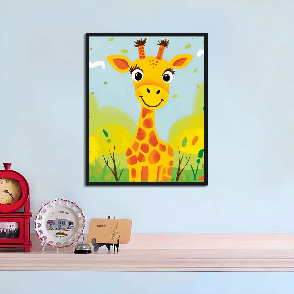 Playful Giraffe Stands on Grass Cross Stitch Kits